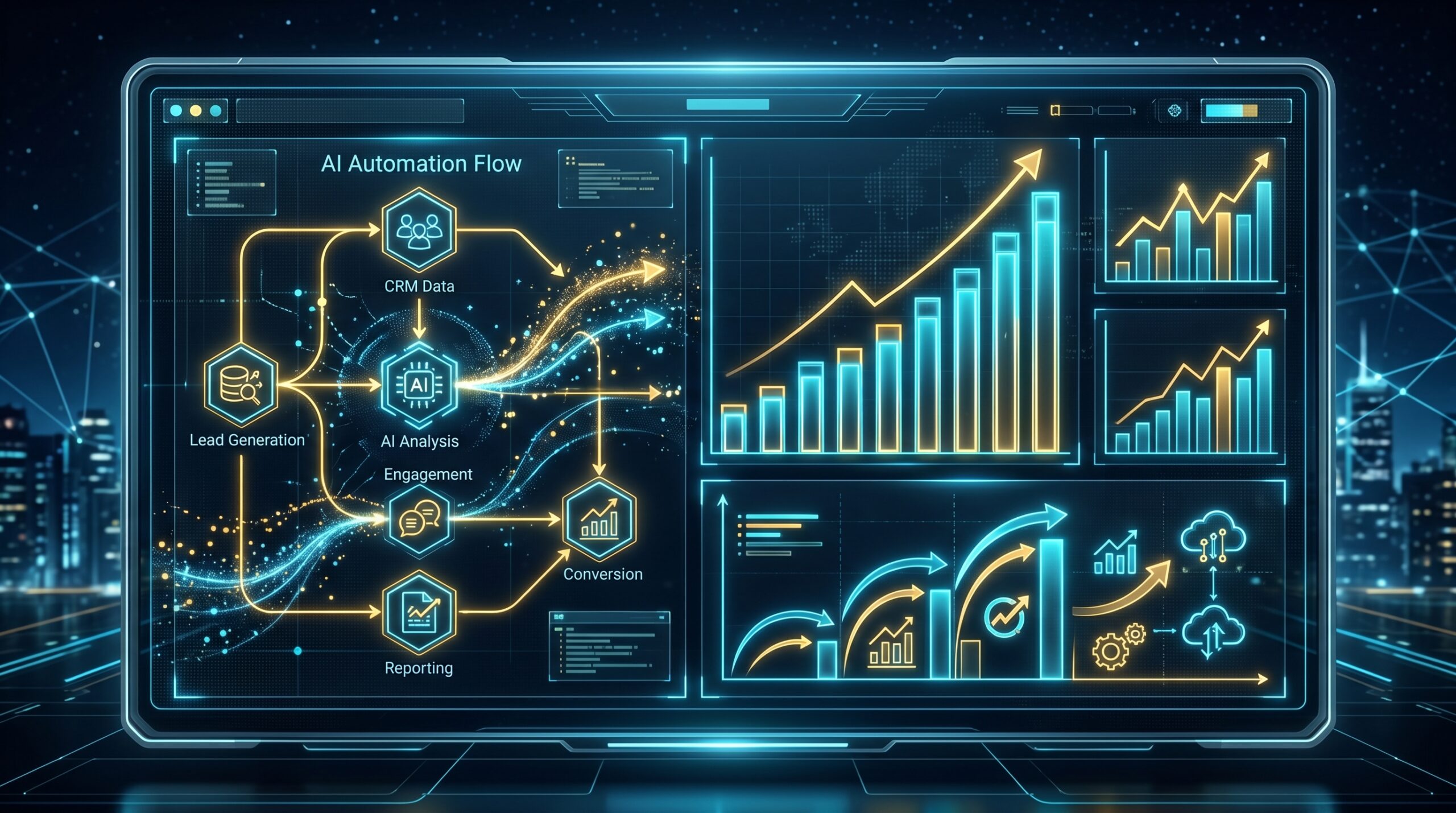 Dashboard de automação de vendas com IA